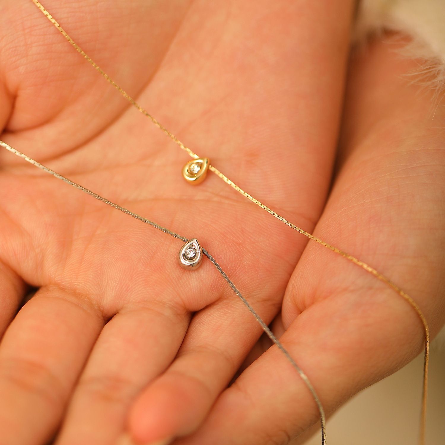 Simple Fashion Water Drop Smal - Pearl Trim Chain 评论和价格