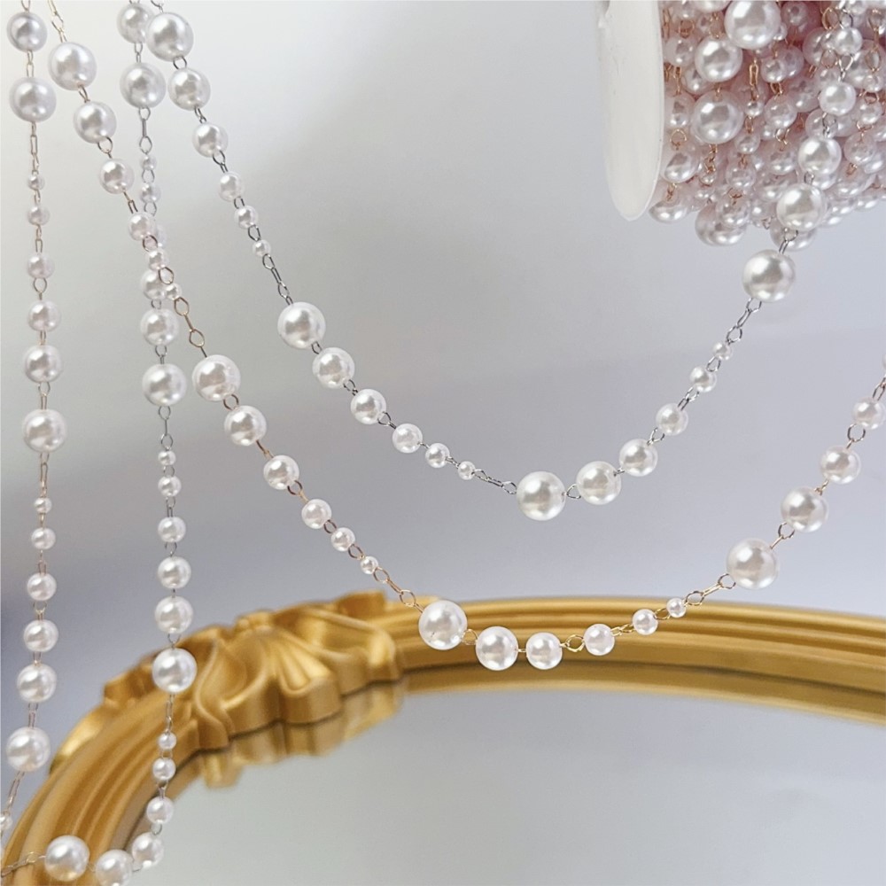1meter 3-8mm Faux Pearl Beadin - Pearl Trim Chain 评论和价格