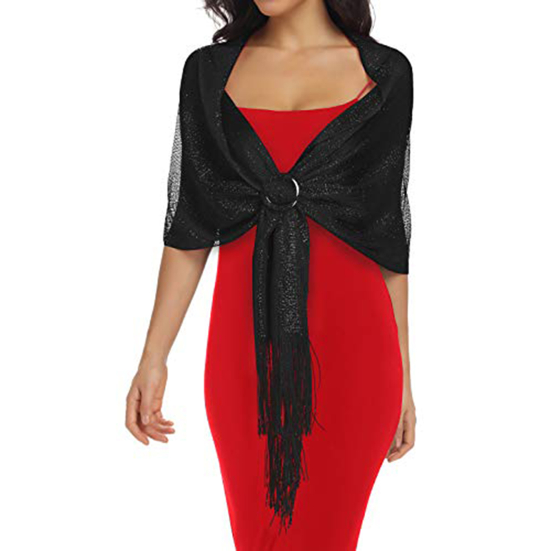Women Shiny Gold Silver Sunscr - Tassel Fringe Trim 评论和价格