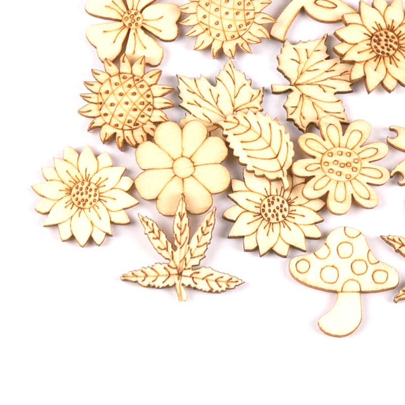 30Pcs 25-30mm Wood DIY Accesso - Embellish Craft 评论和价格