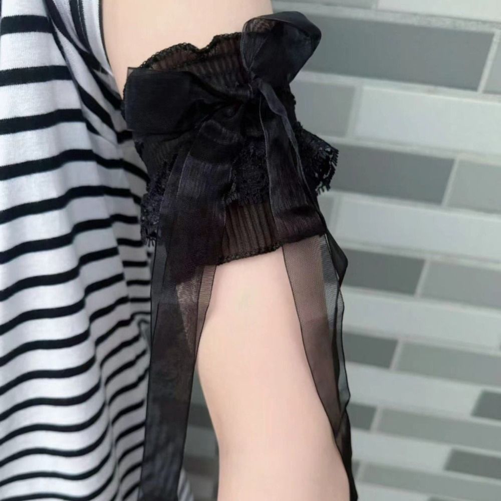 Fashion Lace Lolita Arm Sleeve - Lace Ribbon Trim 评论和价格