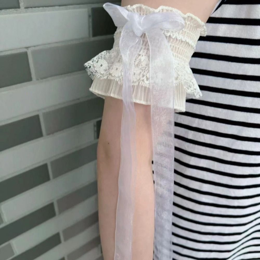 Fashion Lace Lolita Arm Sleeve - Lace Ribbon Trim 评论和价格