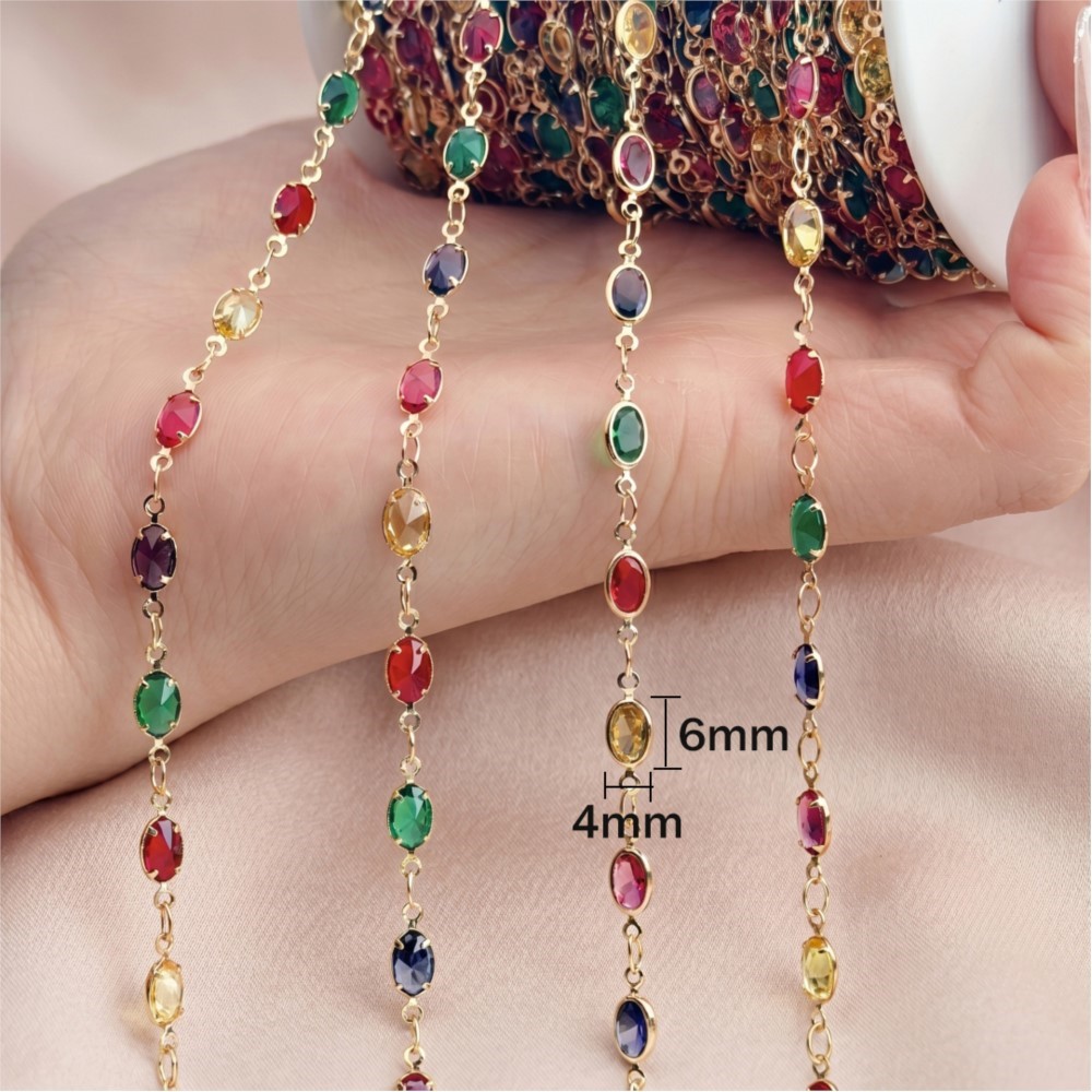 1meter Mix Colored Rectangular - Pearl Trim Chain 评论和价格