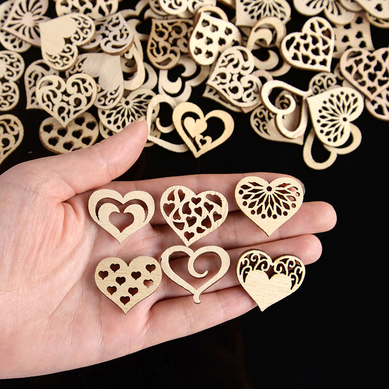 50/100pcs Hollowed Heart Patte - Craft Embellishment 评论和价格
