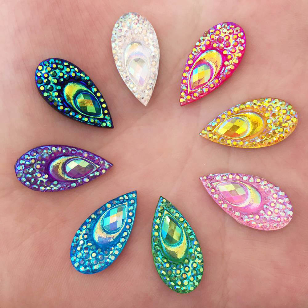 40PCS Resin 10*20mm Teardrop P - Embellishment Glue Craft 评论和价格