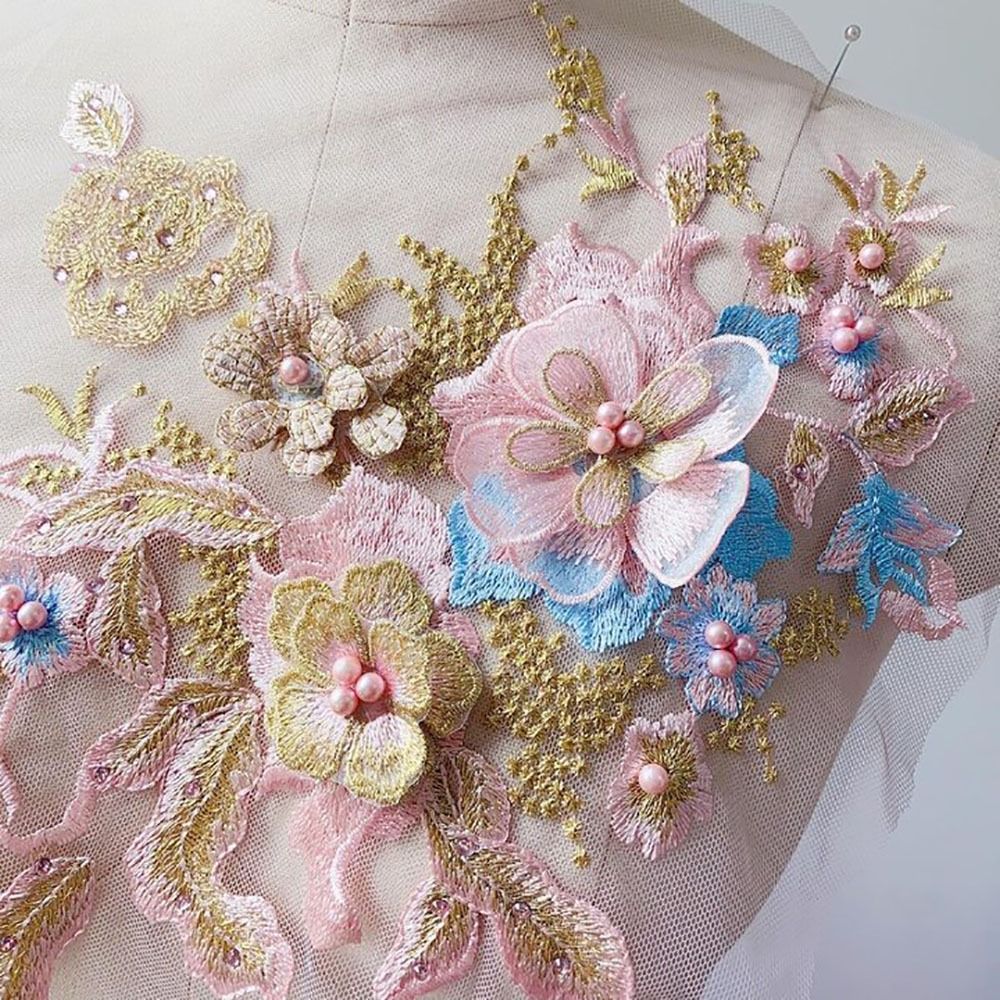 3D Flowers Beaded Lace Fabrics - Embellishments For Scrapbooking 评论和价格