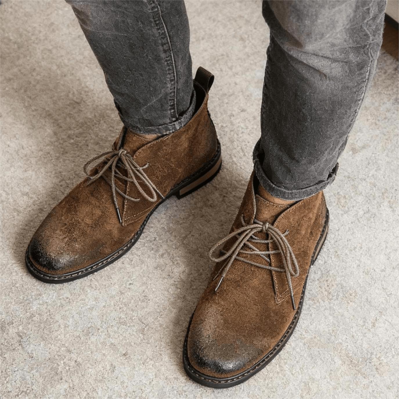 Leather Boots Retro Comfortabl - Guipure Lace Panel 评论和价格