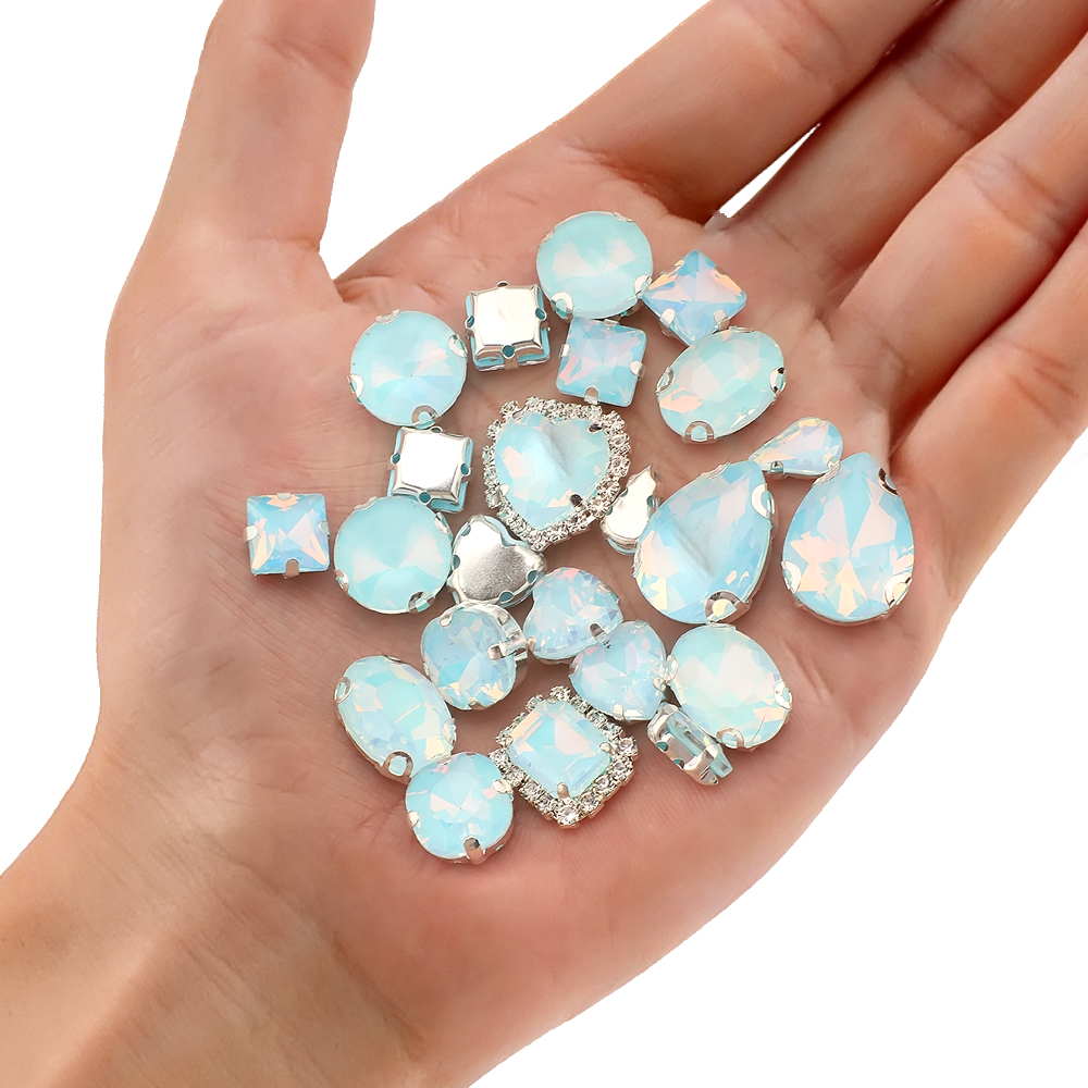 40pcs/bag Mix Shape Opal Glass - Sew On Rhinestone 评论和价格