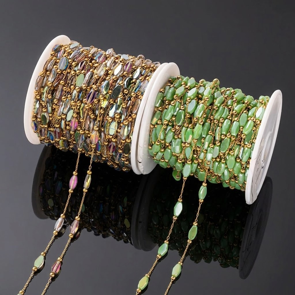1Meter Stainless Steel Gold Be - Pearl Trim Chain 评论和价格