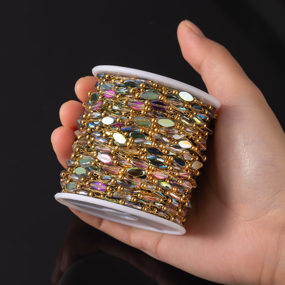 1Meter Stainless Steel Gold Be - Pearl Trim Chain 评论和价格