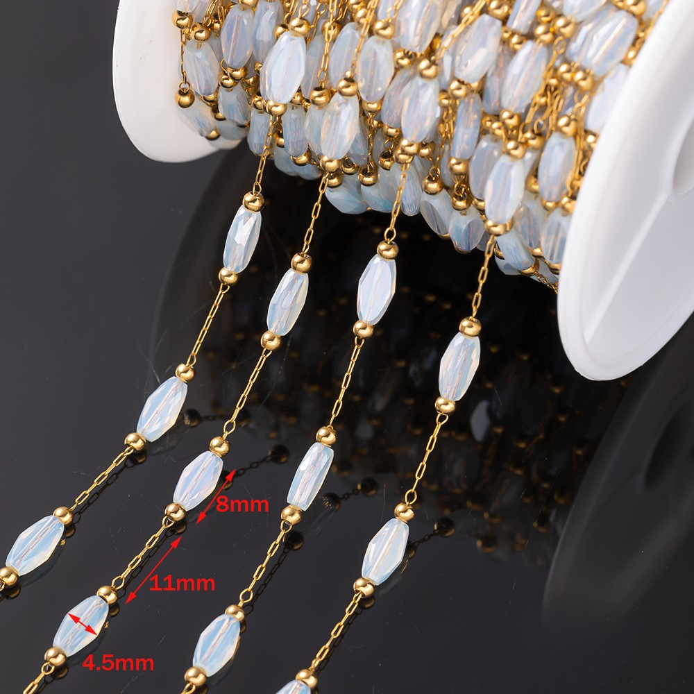 1Meter Stainless Steel Gold Be - Pearl Trim Chain 评论和价格