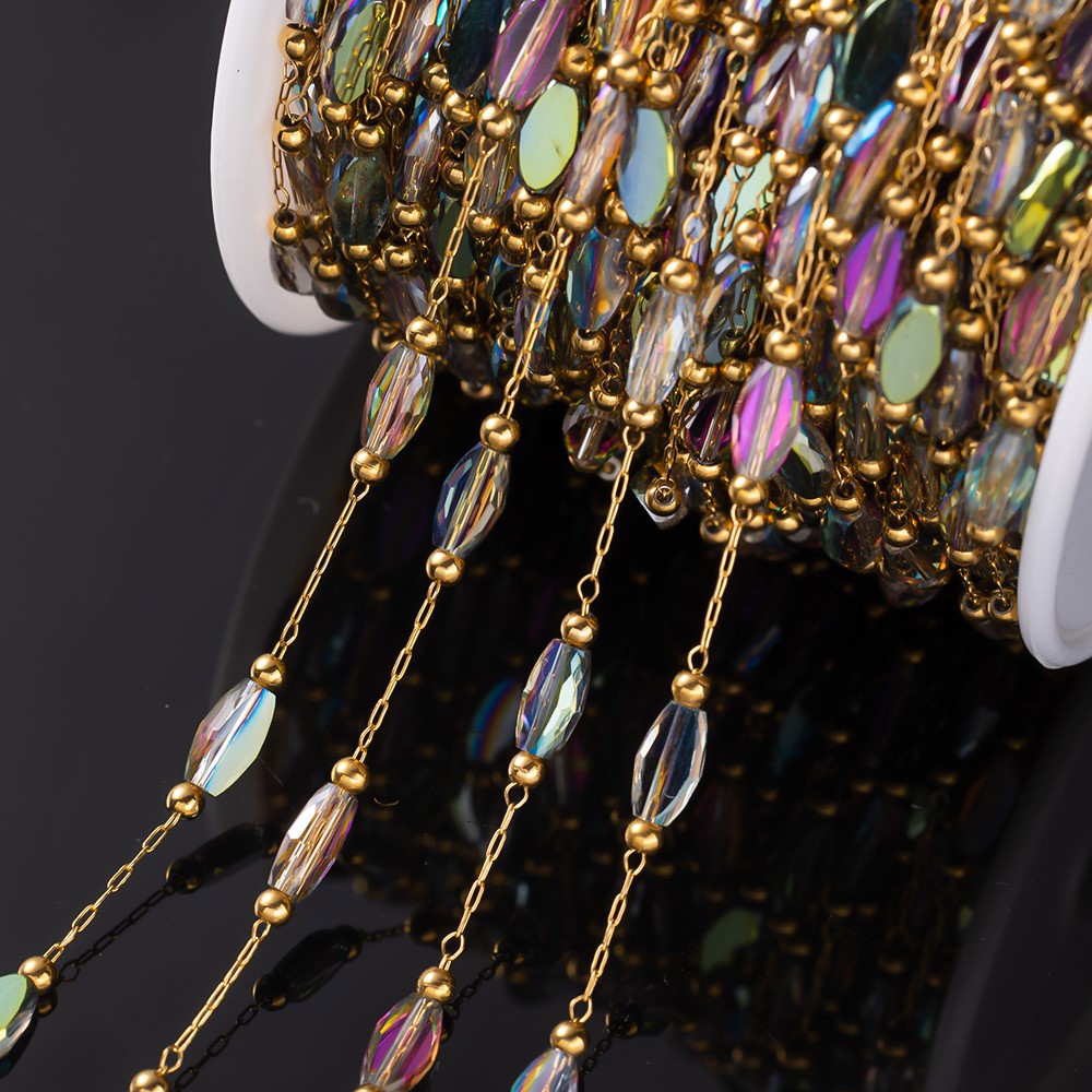 1Meter Stainless Steel Gold Be - Pearl Trim Chain 评论和价格