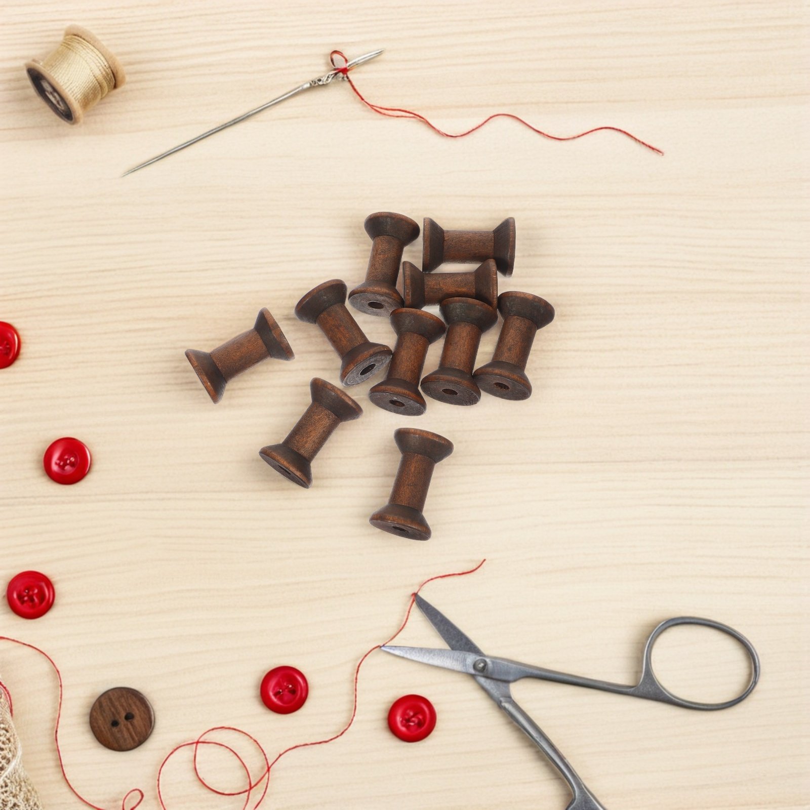10Pcs Natural Wood Spools Vint - Organza Ribbon Spool 评论和价格