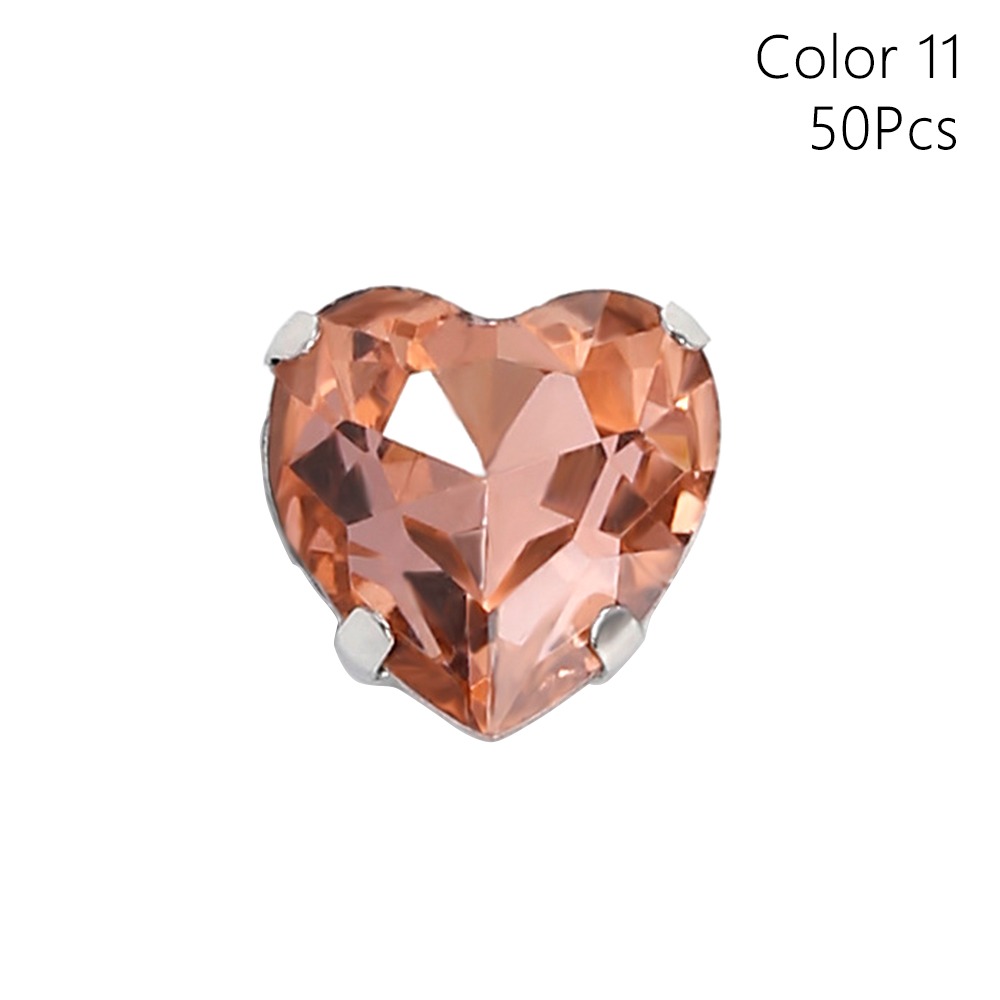 50Pcs/Pack Heart Shape Glitter - Sew On Rhinestone 评论和价格